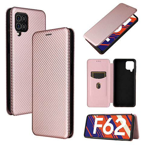 Handytasche Stand Schutzhülle Flip Leder Hülle L02Z für Samsung Galaxy F62 5G Rosegold