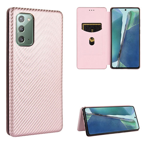 Handytasche Stand Schutzhülle Flip Leder Hülle L02Z für Samsung Galaxy Note 20 5G Rosegold