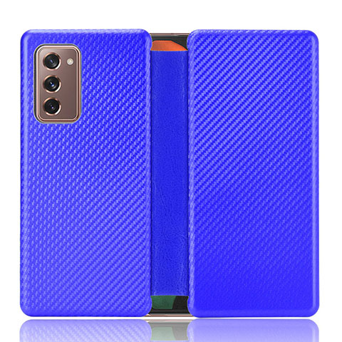 Handytasche Stand Schutzhülle Flip Leder Hülle L02Z für Samsung Galaxy Z Fold2 5G Blau