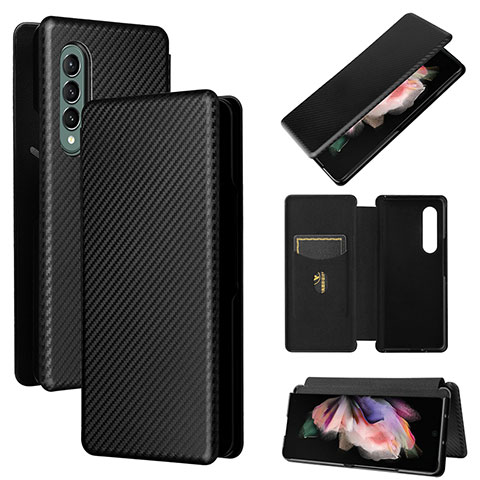 Handytasche Stand Schutzhülle Flip Leder Hülle L02Z für Samsung Galaxy Z Fold3 5G Schwarz