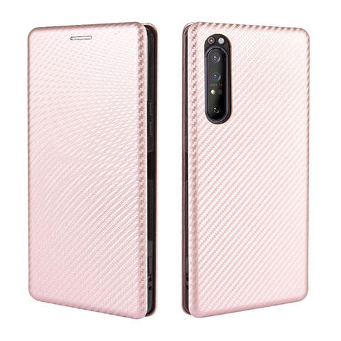 Handytasche Stand Schutzhülle Flip Leder Hülle L02Z für Sony Xperia 1 II Rosegold