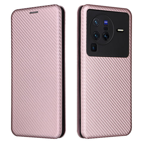 Handytasche Stand Schutzhülle Flip Leder Hülle L02Z für Vivo X80 Pro 5G Rosegold