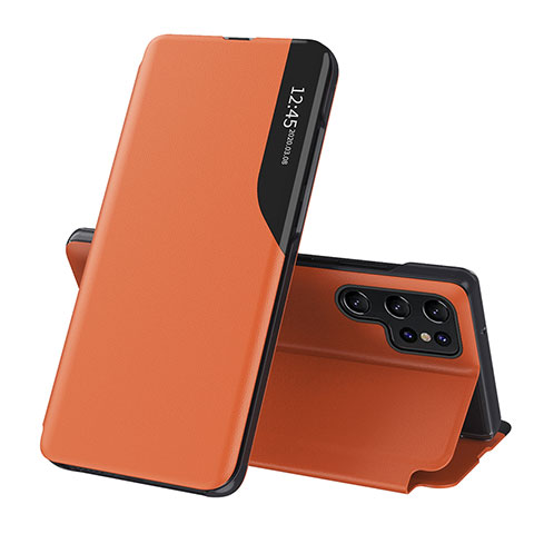 Handytasche Stand Schutzhülle Flip Leder Hülle L03 für Samsung Galaxy S21 Ultra 5G Orange