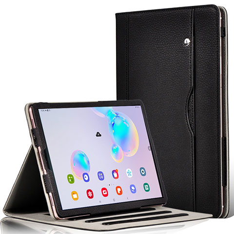 Handytasche Stand Schutzhülle Flip Leder Hülle L03 für Samsung Galaxy Tab S6 10.5 SM-T860 Schwarz