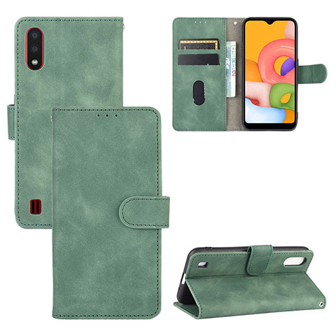 Handytasche Stand Schutzhülle Flip Leder Hülle L03Z für Samsung Galaxy A01 SM-A015 Grün