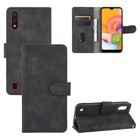 Handytasche Stand Schutzhülle Flip Leder Hülle L03Z für Samsung Galaxy A01 SM-A015 Schwarz