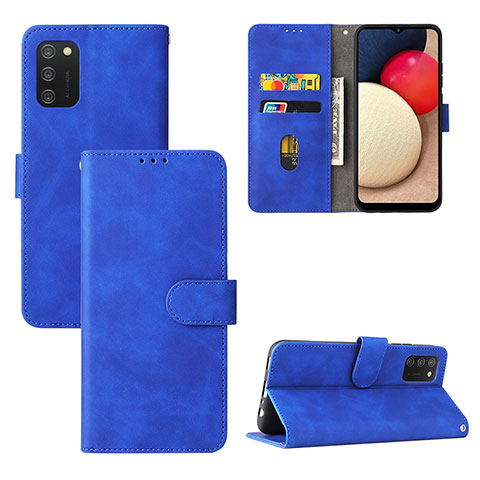 Handytasche Stand Schutzhülle Flip Leder Hülle L03Z für Samsung Galaxy A02s Blau