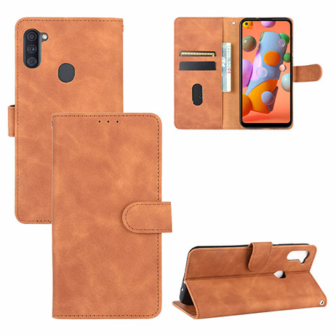 Handytasche Stand Schutzhülle Flip Leder Hülle L03Z für Samsung Galaxy A11 Braun