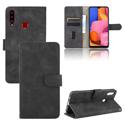 Handytasche Stand Schutzhülle Flip Leder Hülle L03Z für Samsung Galaxy A20s Schwarz