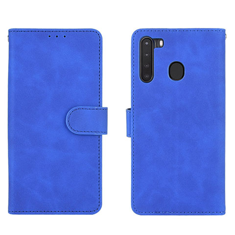 Handytasche Stand Schutzhülle Flip Leder Hülle L03Z für Samsung Galaxy A21 Blau