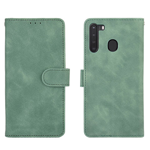 Handytasche Stand Schutzhülle Flip Leder Hülle L03Z für Samsung Galaxy A21 Grün