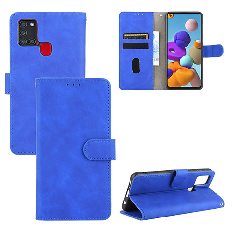 Handytasche Stand Schutzhülle Flip Leder Hülle L03Z für Samsung Galaxy A21s Blau