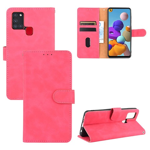 Handytasche Stand Schutzhülle Flip Leder Hülle L03Z für Samsung Galaxy A21s Pink