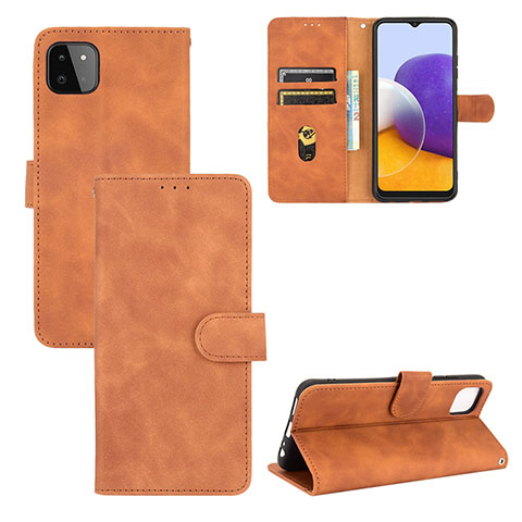 Handytasche Stand Schutzhülle Flip Leder Hülle L03Z für Samsung Galaxy A22 5G Braun