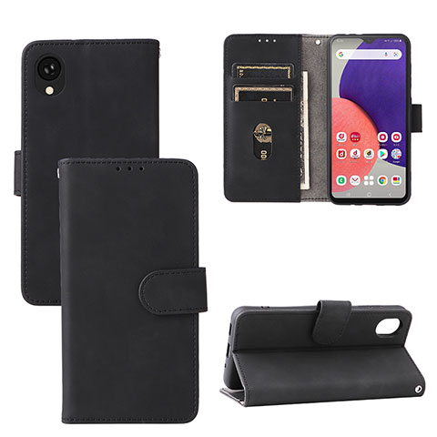 Handytasche Stand Schutzhülle Flip Leder Hülle L03Z für Samsung Galaxy A22 5G SC-56B Schwarz