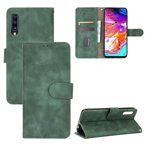 Handytasche Stand Schutzhülle Flip Leder Hülle L03Z für Samsung Galaxy A70 Grün