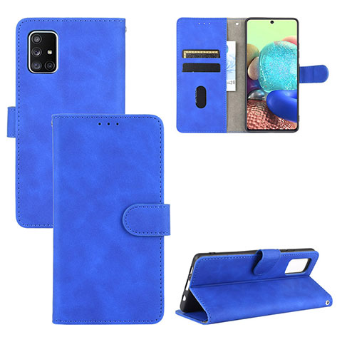 Handytasche Stand Schutzhülle Flip Leder Hülle L03Z für Samsung Galaxy A71 4G A715 Blau