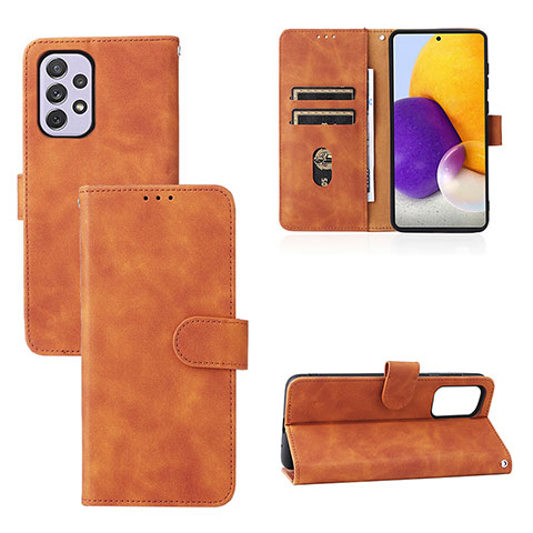 Handytasche Stand Schutzhülle Flip Leder Hülle L03Z für Samsung Galaxy A73 5G Braun