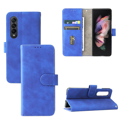 Handytasche Stand Schutzhülle Flip Leder Hülle L03Z für Samsung Galaxy Z Fold4 5G Blau