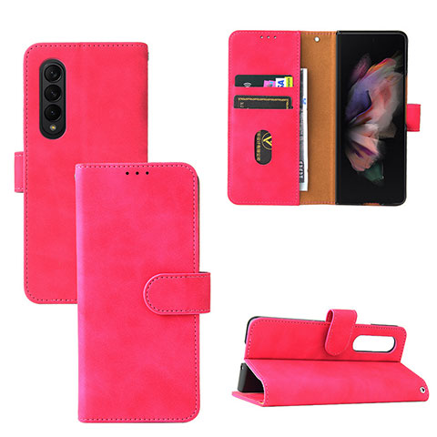 Handytasche Stand Schutzhülle Flip Leder Hülle L03Z für Samsung Galaxy Z Fold4 5G Pink