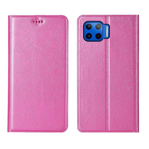 Handytasche Stand Schutzhülle Flip Leder Hülle L04 für Motorola Moto One 5G Rosa