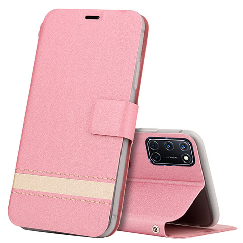 Handytasche Stand Schutzhülle Flip Leder Hülle L04 für Oppo A52 Rosa