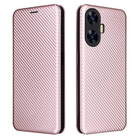 Handytasche Stand Schutzhülle Flip Leder Hülle L04Z für Realme C55 Rosegold