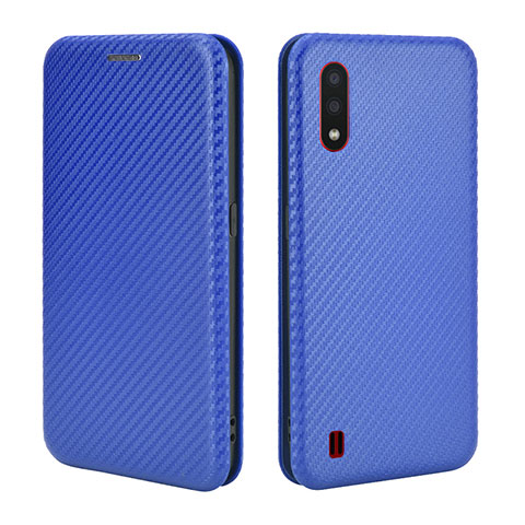 Handytasche Stand Schutzhülle Flip Leder Hülle L04Z für Samsung Galaxy A01 SM-A015 Blau