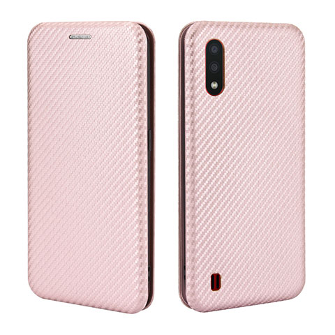 Handytasche Stand Schutzhülle Flip Leder Hülle L04Z für Samsung Galaxy A01 SM-A015 Rosegold