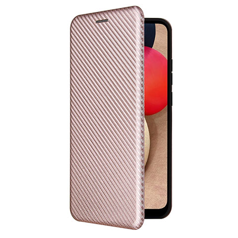 Handytasche Stand Schutzhülle Flip Leder Hülle L04Z für Samsung Galaxy A02s Rosegold