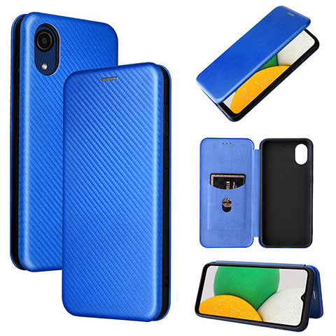 Handytasche Stand Schutzhülle Flip Leder Hülle L04Z für Samsung Galaxy A03 Core Blau