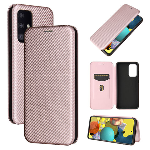 Handytasche Stand Schutzhülle Flip Leder Hülle L04Z für Samsung Galaxy A52 4G Rosegold