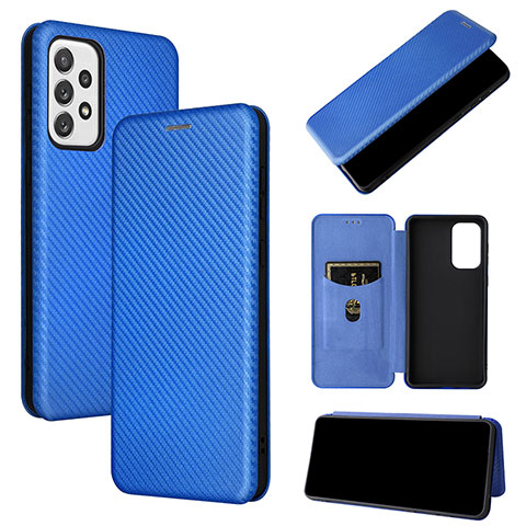 Handytasche Stand Schutzhülle Flip Leder Hülle L04Z für Samsung Galaxy A73 5G Blau