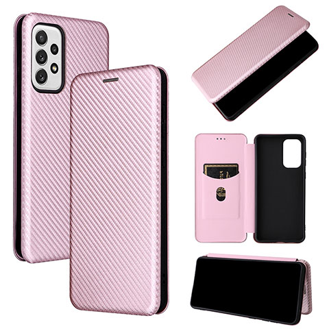 Handytasche Stand Schutzhülle Flip Leder Hülle L04Z für Samsung Galaxy A73 5G Rosegold