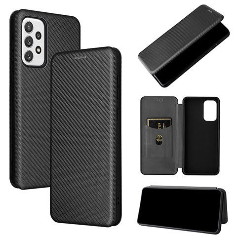 Handytasche Stand Schutzhülle Flip Leder Hülle L04Z für Samsung Galaxy A73 5G Schwarz