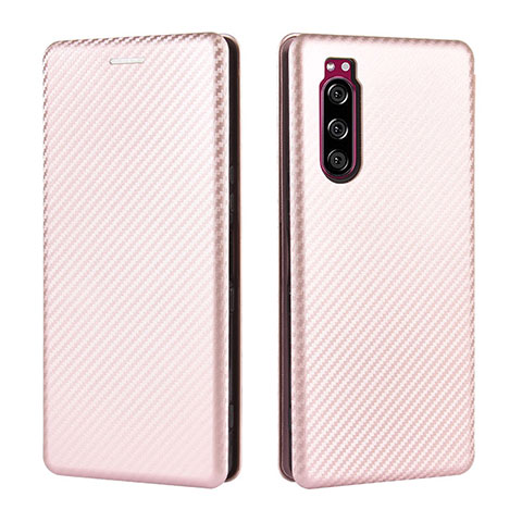 Handytasche Stand Schutzhülle Flip Leder Hülle L04Z für Sony Xperia 5 Rosegold