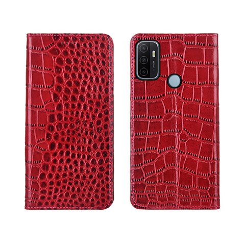 Handytasche Stand Schutzhülle Flip Leder Hülle L05 für Oppo A53s Rot