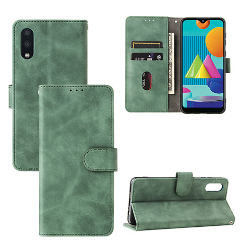 Handytasche Stand Schutzhülle Flip Leder Hülle L05Z für Samsung Galaxy A02 Grün