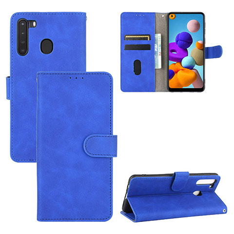 Handytasche Stand Schutzhülle Flip Leder Hülle L05Z für Samsung Galaxy A21 Blau