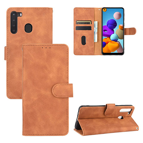 Handytasche Stand Schutzhülle Flip Leder Hülle L05Z für Samsung Galaxy A21 Braun