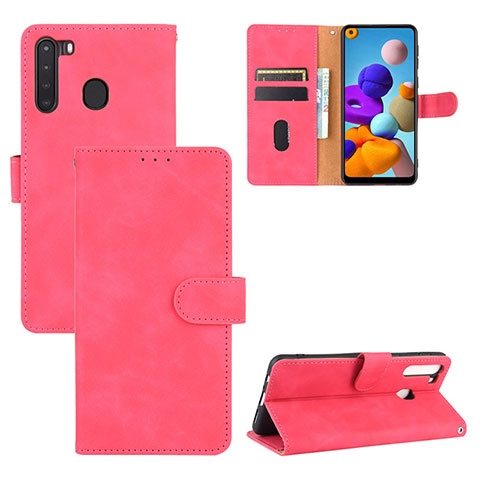 Handytasche Stand Schutzhülle Flip Leder Hülle L05Z für Samsung Galaxy A21 Pink