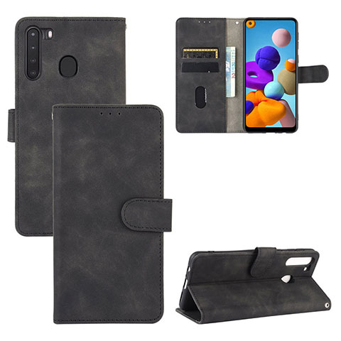 Handytasche Stand Schutzhülle Flip Leder Hülle L05Z für Samsung Galaxy A21 Schwarz