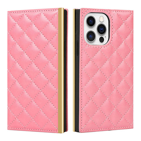 Handytasche Stand Schutzhülle Flip Leder Hülle L06 für Apple iPhone 14 Pro Rosa