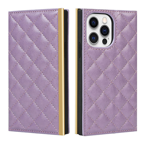 Handytasche Stand Schutzhülle Flip Leder Hülle L06 für Apple iPhone 15 Pro Violett