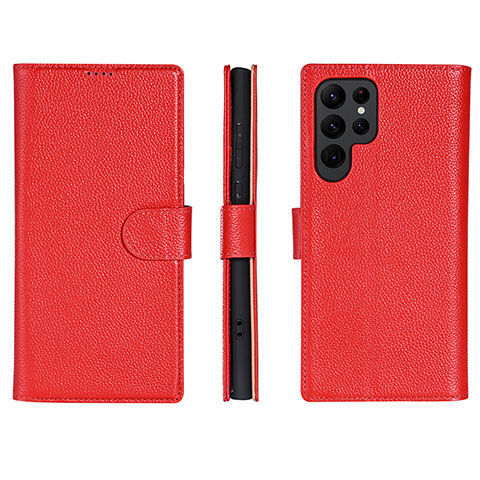 Handytasche Stand Schutzhülle Flip Leder Hülle L06 für Samsung Galaxy S22 Ultra 5G Rot