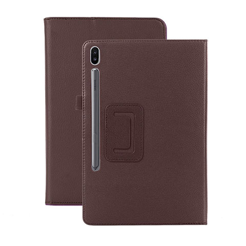 Handytasche Stand Schutzhülle Flip Leder Hülle L06 für Samsung Galaxy Tab S6 10.5 SM-T860 Braun