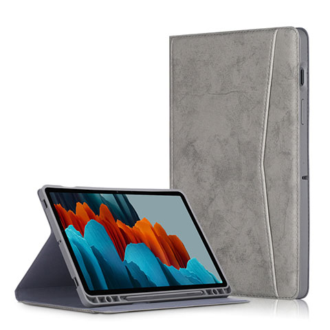 Handytasche Stand Schutzhülle Flip Leder Hülle L06 für Samsung Galaxy Tab S7 4G 11 SM-T875 Grau