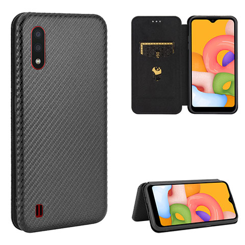 Handytasche Stand Schutzhülle Flip Leder Hülle L06Z für Samsung Galaxy A01 SM-A015 Schwarz