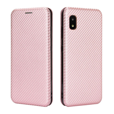 Handytasche Stand Schutzhülle Flip Leder Hülle L06Z für Samsung Galaxy A21 SC-42A Rosegold