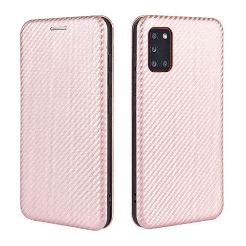 Handytasche Stand Schutzhülle Flip Leder Hülle L06Z für Samsung Galaxy A31 Rosegold